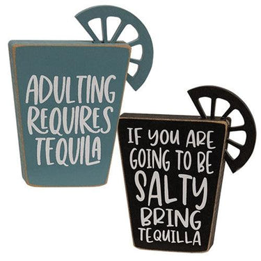 Tequila Words Block Sitter 2 Asstd - The Fox Decor